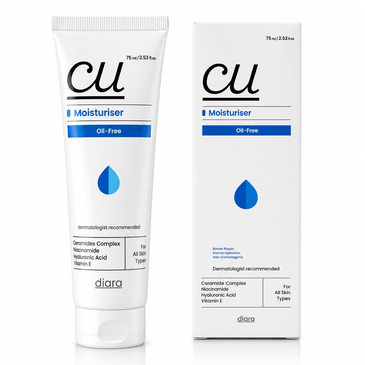 CU Oil-Free Barrier Repair Moisturiser 75ml | Enriched With with Ceramides Complex, Niacinamide, Hyaluronic Acid & Vitamin E | Non-Comedogenic, Dermatologist Recommended | Daily Moisturizer for All Skin Types-image-35