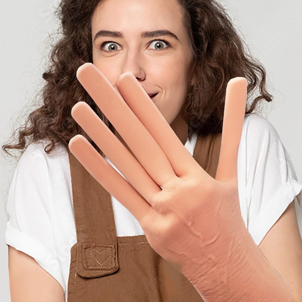 DOITOOL Hot Dog Finger Gloves - Halloween Costume Gloves Sausage Fingers for Halloween Cosplay Party, Dress up Party Favors - 1 Pair