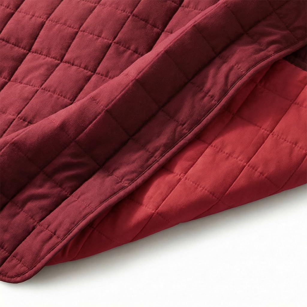 INTRECCI Copriletto Matrimoniale Estivo, Trapunta Estiva Matrimoniale, 260x260 cm, Coperta Estiva, anche Primaverile, Double Face, Moderna, Leggera, Elegante. Colore: Bordeaux/Rosso