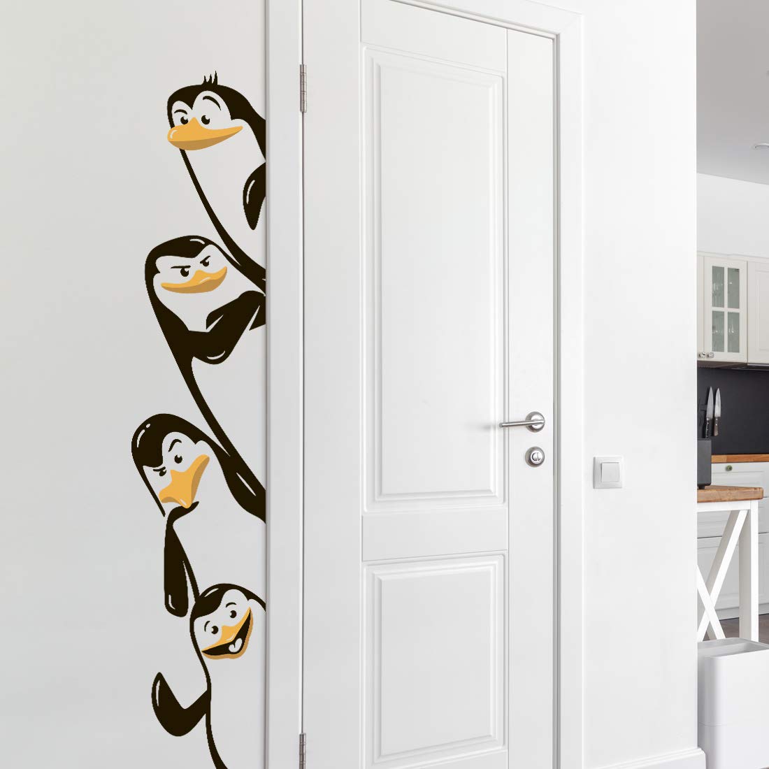 Adesivo da Parete in Vinile con Pinguini - Decorazione per Camera da Letto e Cameretta, con Adesivi per Frigorifero e Interruttore