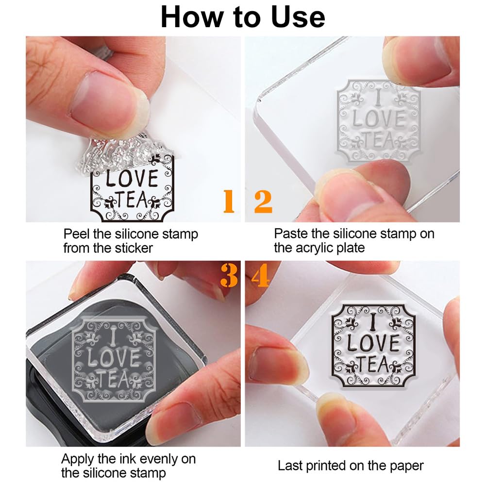 PH PandaHall Book Reading Label Clear Stamps Art Label Timbro di Plastica Timbri In Gomma Trasparente Timbro In Silicone Trasparente per Fai Da Te Scrapbooking Card Foto Decorative