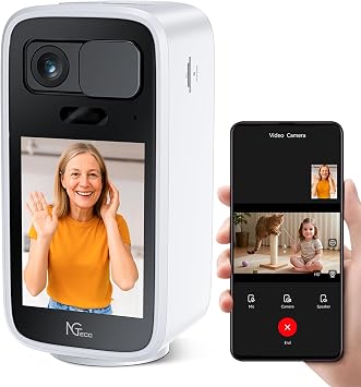 NGTeco Two Way Video Calling Camera, Elderly Baby Pet Monitor 4MP HD Indoor, Dual-Band WiFi 2.4/5GHz, 2.8" Screen, One-Touch Call, Motion Detection & Physical Lens Cover