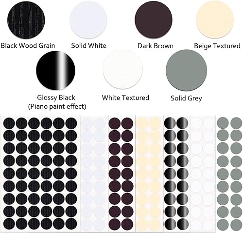 Miniatura 3 de VIWIEU Cubierta de agujero para tornillo, calcomanías de madera para gabinete, tapa adhesiva de PVC para reparación de paredes de suelos de muebles,
