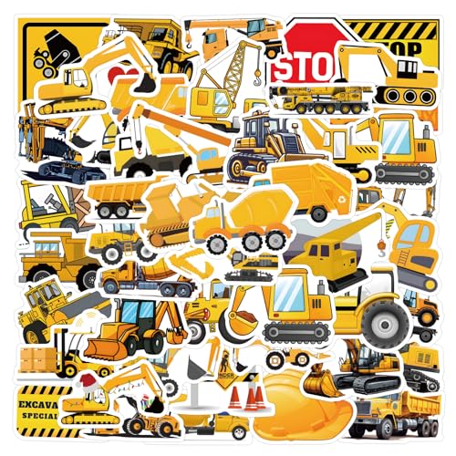 55 Pcs Construction Excavator Stickers Engineering Vehicle Crane Stickers Vinyl Waterproof Excavator for Kids Adults Teens Girls Boys Students Sticker Collectors DIY Lovers...(Excavators)