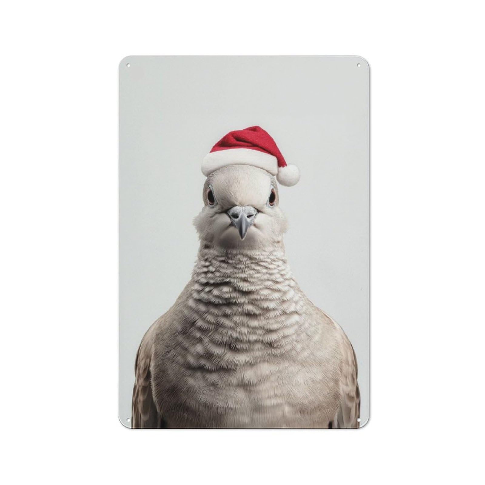 Junmoney Dove With Santa Hat Metal Sign 30X20cm With For Pub Or Café, Retro Decor, For Cooler-Month Interiors With Retro Character