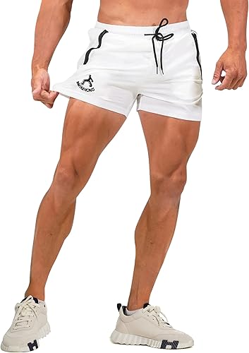 Miniatura 1 de MAIKANONG Pantalones cortos de gimnasio para hombre culturismo entrenamiento al aire libre secado rápido con bolsillos con cremallera