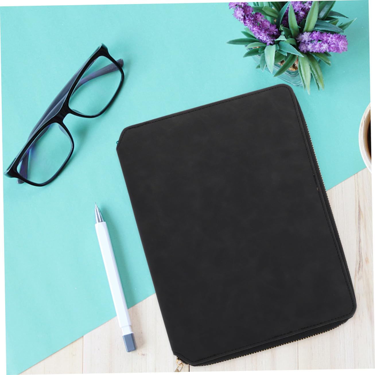 Blocco Note Aziendale A5 con Copertina in Pelle e Chiusura a Zip, Quaderno a Fogli Mobili per Ufficio e Pianificazione Quotidiana, Taccuino Portatile per Appunti e Agenda Business