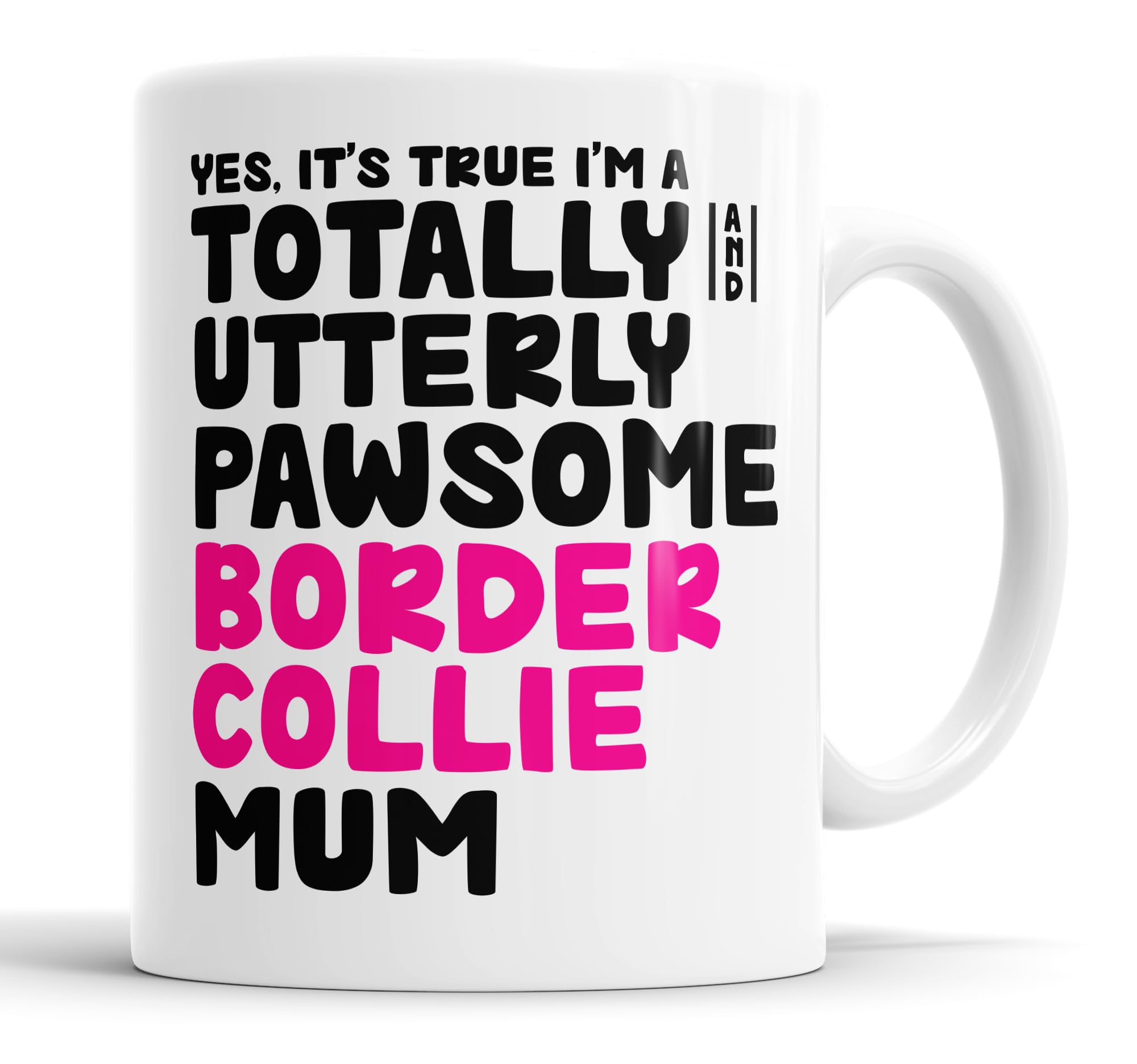Faithful Prints Pawsome Dog Mug | Dog Cups | Dog Mum Mugs | Dog Dad Cup | Pawsome Mum | Pawsome Dad (Mum, Border Collie)