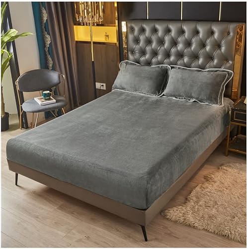 Miniatura 5 de Paquete de 1 sábana bajera de franela de vellón leche, ultrasuave, transpirable, de terciopelo de lujo, con bolsillo profundo de 11 pulgadas, tamaño