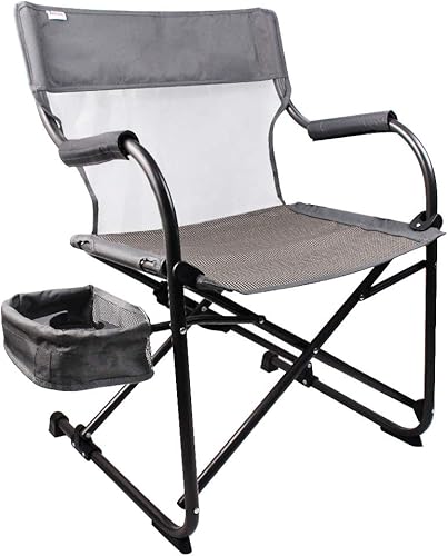 Silla de director plegable portátil resistente, color gris, perfecta para uso al aire libre con campamento y eventos deportivos, la cesta lateral