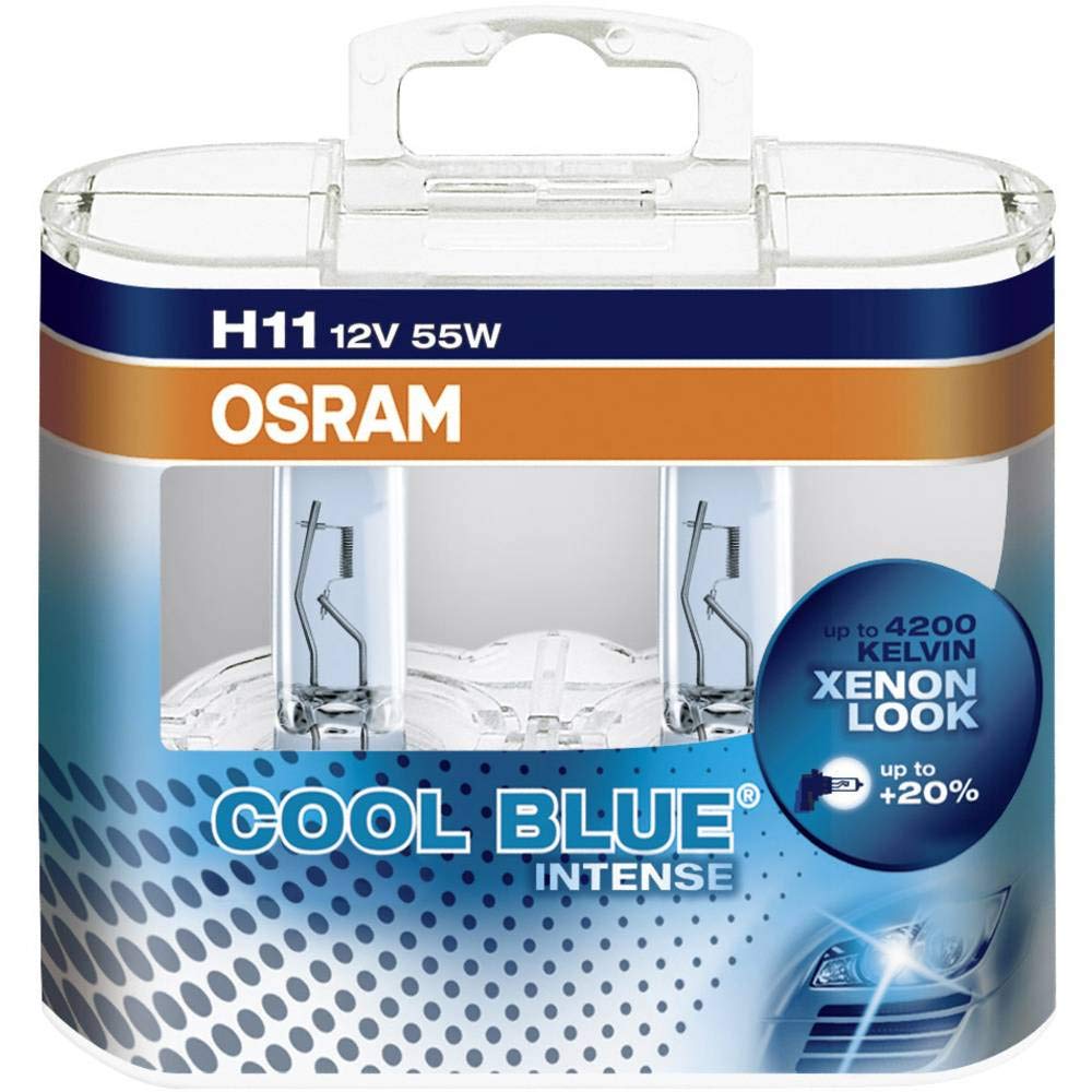 OSRAM COOL BLUE INTENSE H11, lampada alogena per proiettori auto, 64211CBI-HCB, 12V PKW, duobox (2 pezzi) | 64211CBI-HCB, 12V PKW, duobox (2 pezzi)