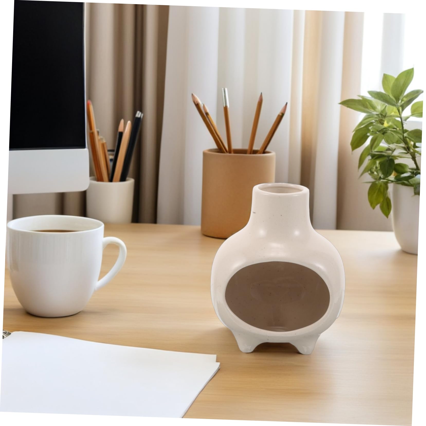 Keramik Räuchergefäß für Palo Santo im Minimalistischen Design | Weiß, für Salbeikegel und Stäbchen, für Yoga und Meditation, Tisch Dekor