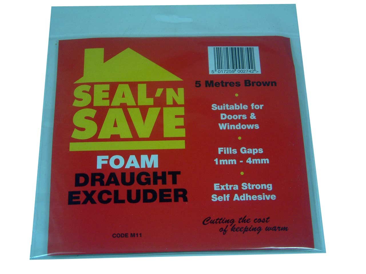 Stormguard Brown 5 Metre Roll Of Self Adhesive Foam Draught Excluder