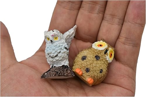 Miniatura 4 de 10 figuras de búho en miniatura de 1 pulgada, mini animales de jardín de hadas de resina realista para bricolaje, micro paisaje, bonsái, maceta,