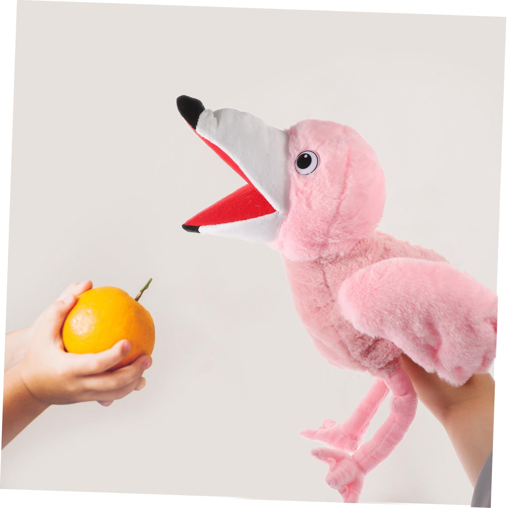 Hemobllo Burattino da Mano Facile da Pulire per Raccontare Storie Giocattolo Interattivo Fenicottero in Peluche Rosa Cotone Pp e Adatto a Giochi Educativi per Ragazzo Ragazza