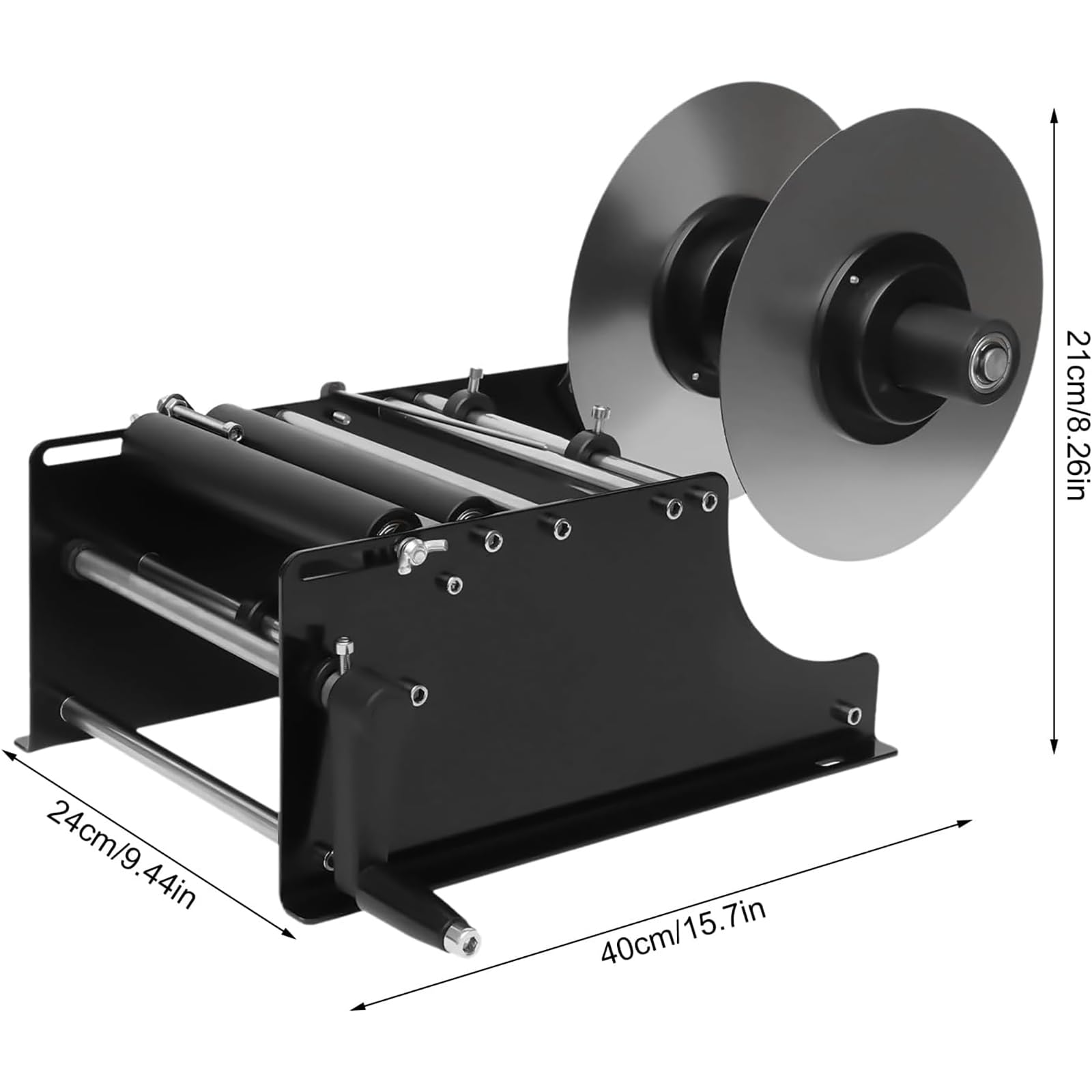 Máquina etiquetadora de botellas, etiquetadora redonda manual para botellas, diámetro del núcleo 76 mm, ancho 10-110 mm, longitud 10-300 mm, ideal para etiquetado preciso