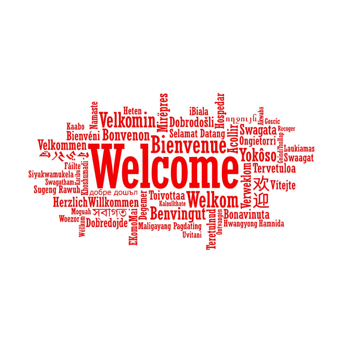 Vinyl Wall Decals Welcome Language Sign Business Store Welcome Multiple Languages 72x130.4cm Easy Installation Extra Large red