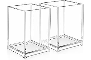 2 Pack Clear Acrylic Pencil Pen Holder Cup - MaxGear