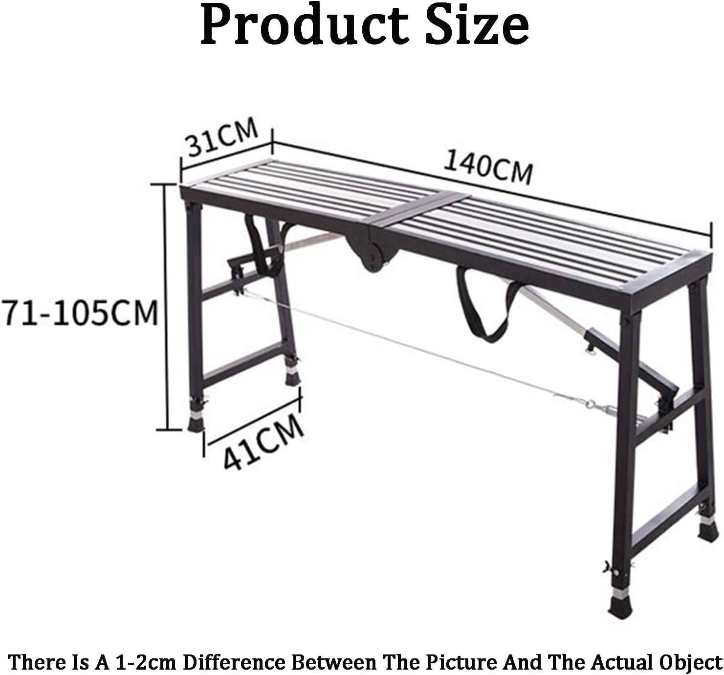 Folding Horse Stool,Portable Work Platform,Aluminum Alloy Lifting Scaffolding,for Home Decoration,Lifting Items,Wall Painting(140x31cm)