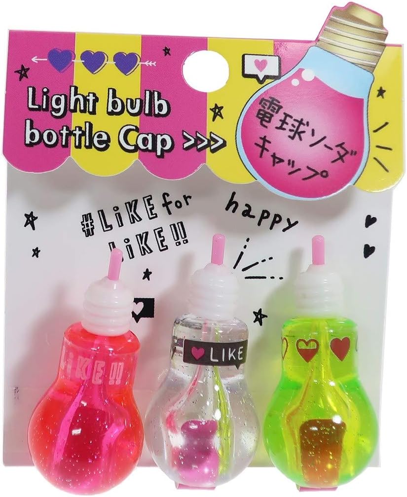 Amazon Co Jp 鉛筆キャップ 電球ソーダ パロディ えんぴつカバー 3本セット ピンクイエロー 文房具 オフィス用品