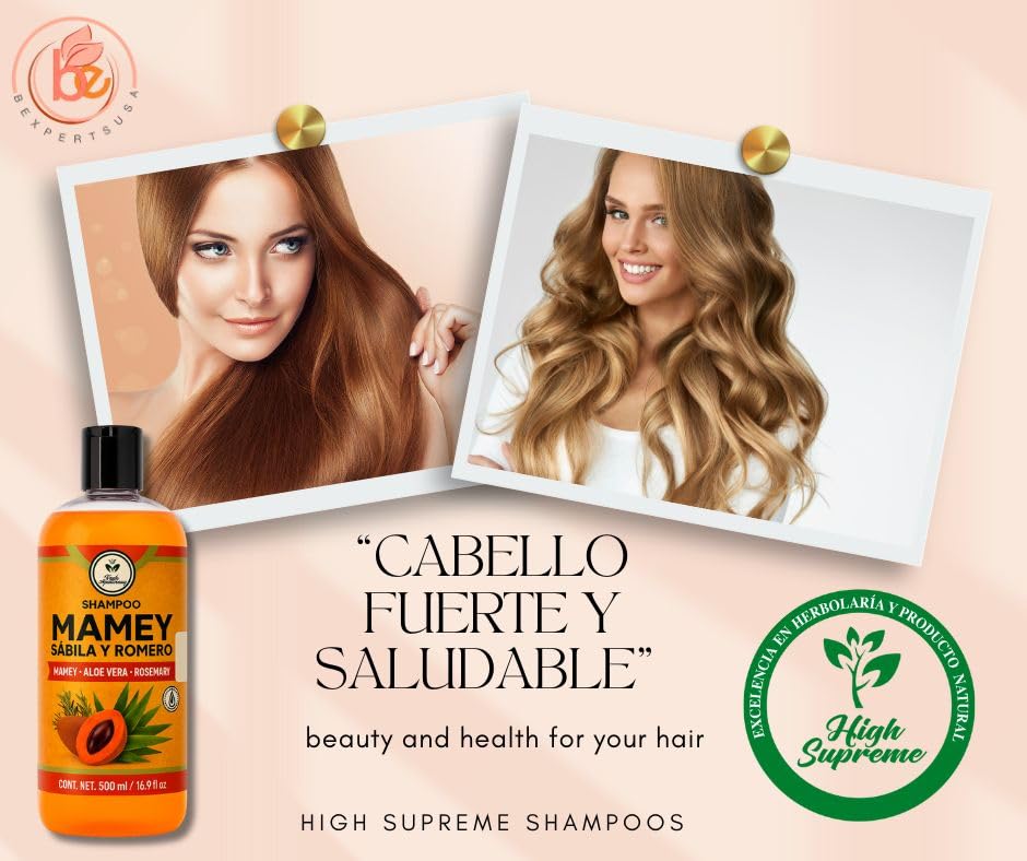 Revitalizing Mamey, Aloe Vera & Rosemary(Sábila y Romero) Shampoo – 16.9 fl oz (500 ml) – Herbal Daily Cleanser for Hydration & Shine – Nourishing Formula for Stronger-Looking Hair, Viral. - Image 4