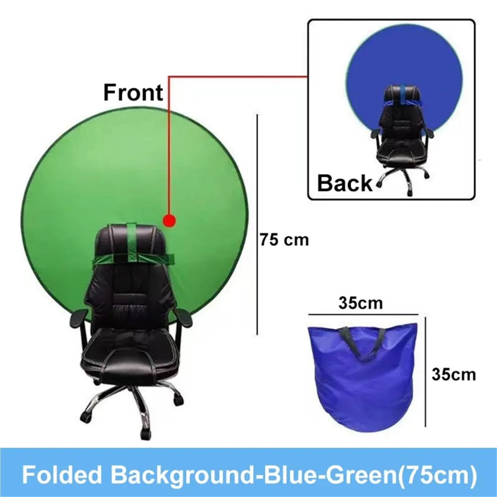Tła fotograficzne, Dwustronne wielokolorowe okrągłe tło fotograficzne z torbą do przechowywania 75-110 cm(75cm)