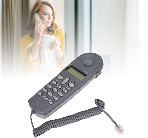 Miniatura 4 de Teléfono de pared, teléfono fijo compacto con cable, teléfono con cable con almohadilla de marcación, número de teléfono, verificador de línea fija