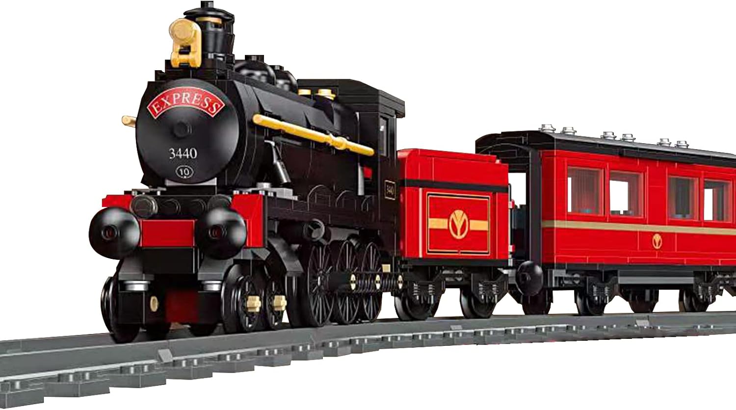 YBLOC Juguetes De Bloques De Construcción Moc De Tren De Vapor con Vía De Tren, Juego De Construcción De Tren De Vapor Retro Compatible con Lego