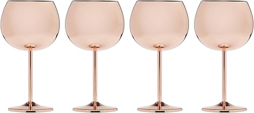 Cambridge Silversmiths - Juego de 4 copas de vino de una sola pared con forma de globo de cobre de 12 onzas