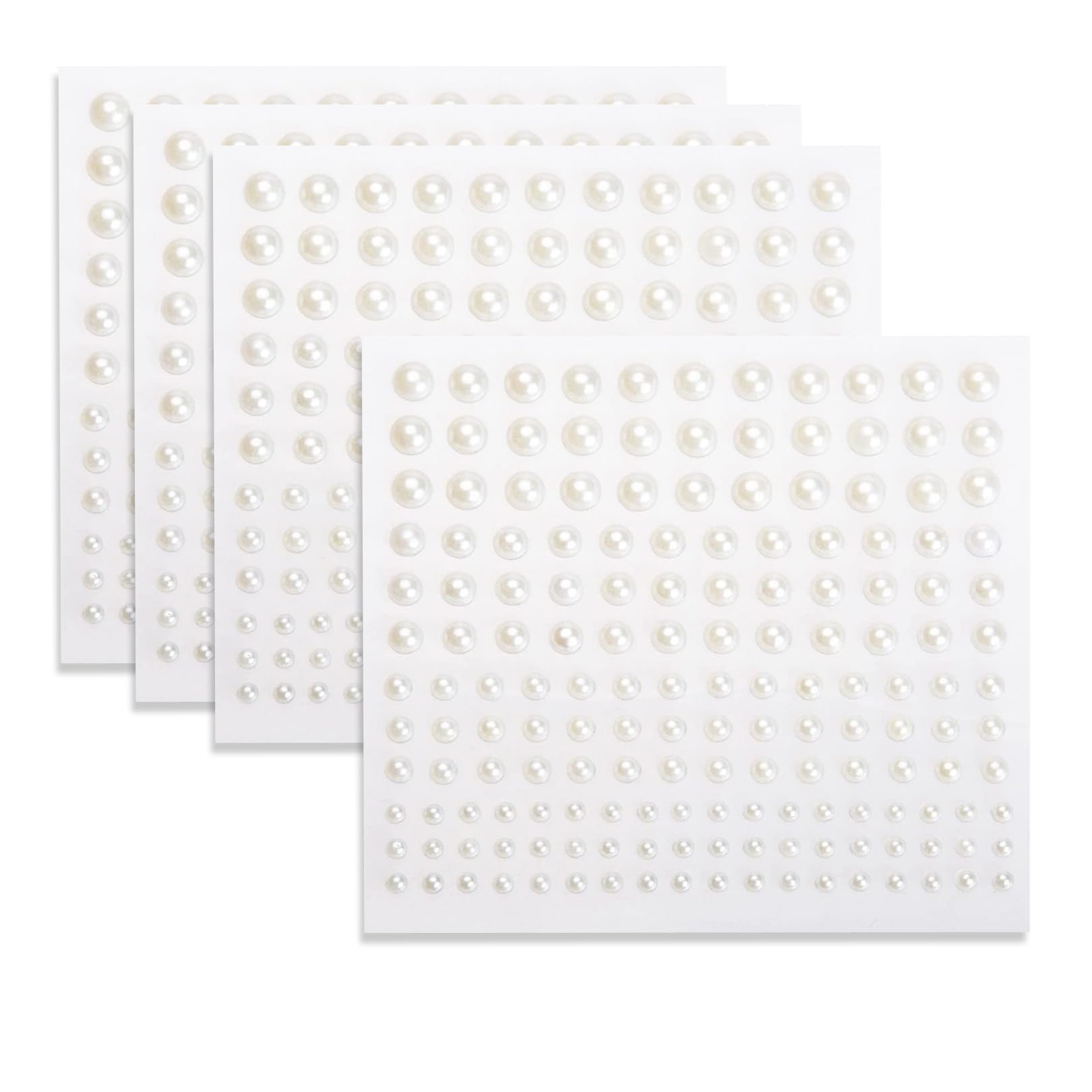 660 PCS Self Adhesive Back Pearl Stickers, Flat Back Face Pearl Mixed Size Back Pearl Sticker Sheets for Beauty Makeup Nail Art Cell Phone DIY Crafts Scrapbooking Embellishment Decor, 3mm/4mm/5mm/ 6mm
