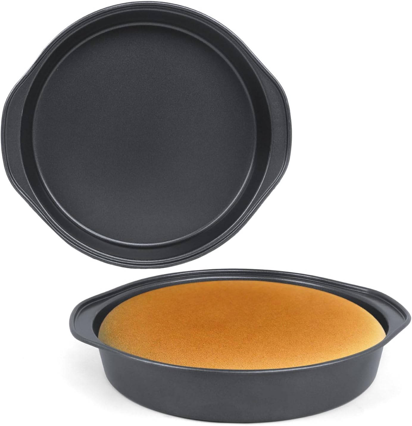Round Cake Pans, 2 Pack 8 Inch Circle Cake Pan With Wide Handle Stainless Steel Baking Pan For Birthday Wedding Christmas, Steaming Serving