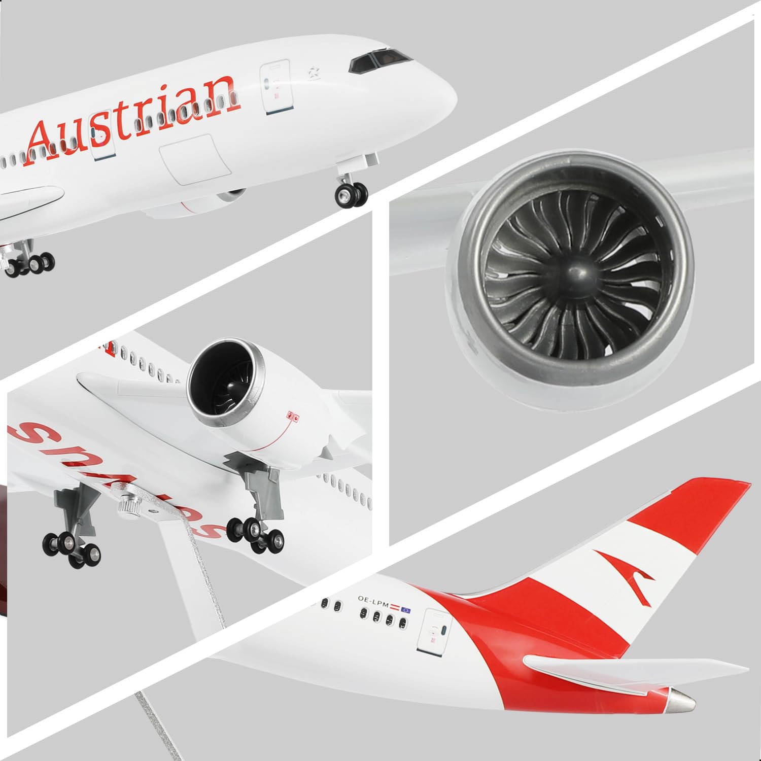 1/130 Austria 787 model samolotu ze stojakiem (długość 43 cm) do Boeinga 787, model samolotu z żywicy dla dorosłych, prezent dla entuzjastów lotnictwa, dekoracja do domu lub biura