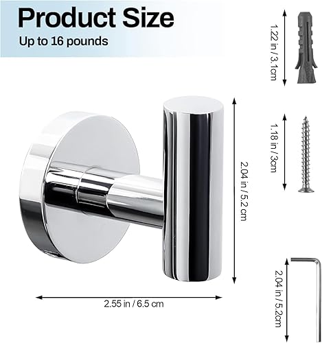 Miniatura 2 de Kruodop Towel Hooks for Bathroom,2 Packs Wall Mount Towel Holder,Black Matte Wall Robe Hook,Stainless Steel Heavy Duty Door Hanger Towel Hook for