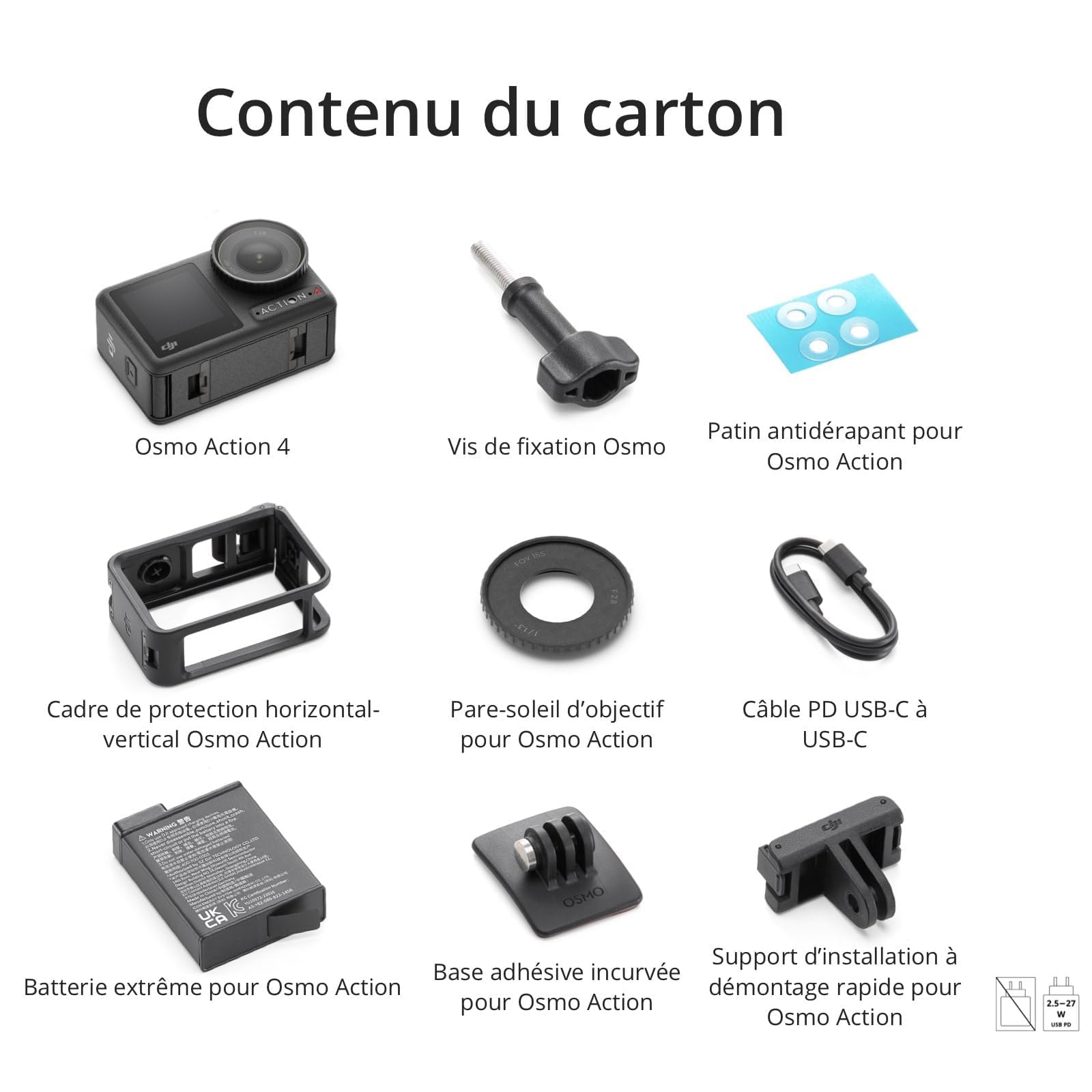 DJI Osmo Action 4 Pack Standard, Caméra d'action 4K/120fps avec capteur de 1/1,3 pouces, performance couleur 10 bits et D-Log M, Batterie durable de 1 770 mAh pour vlogs, voyages, plein air (58