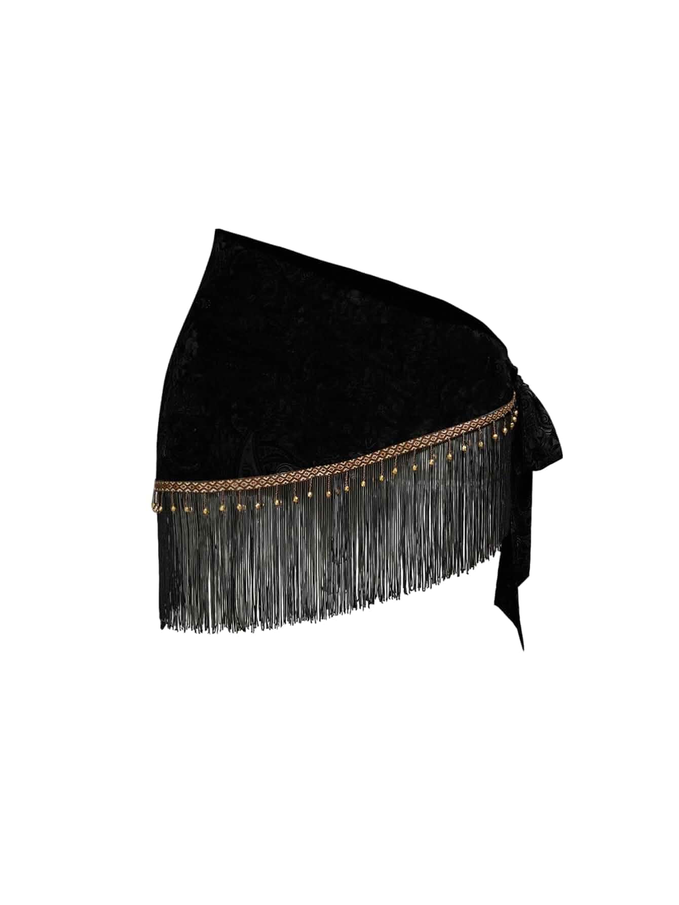 MakeMeChic Women's Boho Wrap Fringe Mini Skirts Beach Cover Up Low Waisted Tie Side, Tassel, Paisley Print, Triangle, Vacation Outfits, Scarf Belf