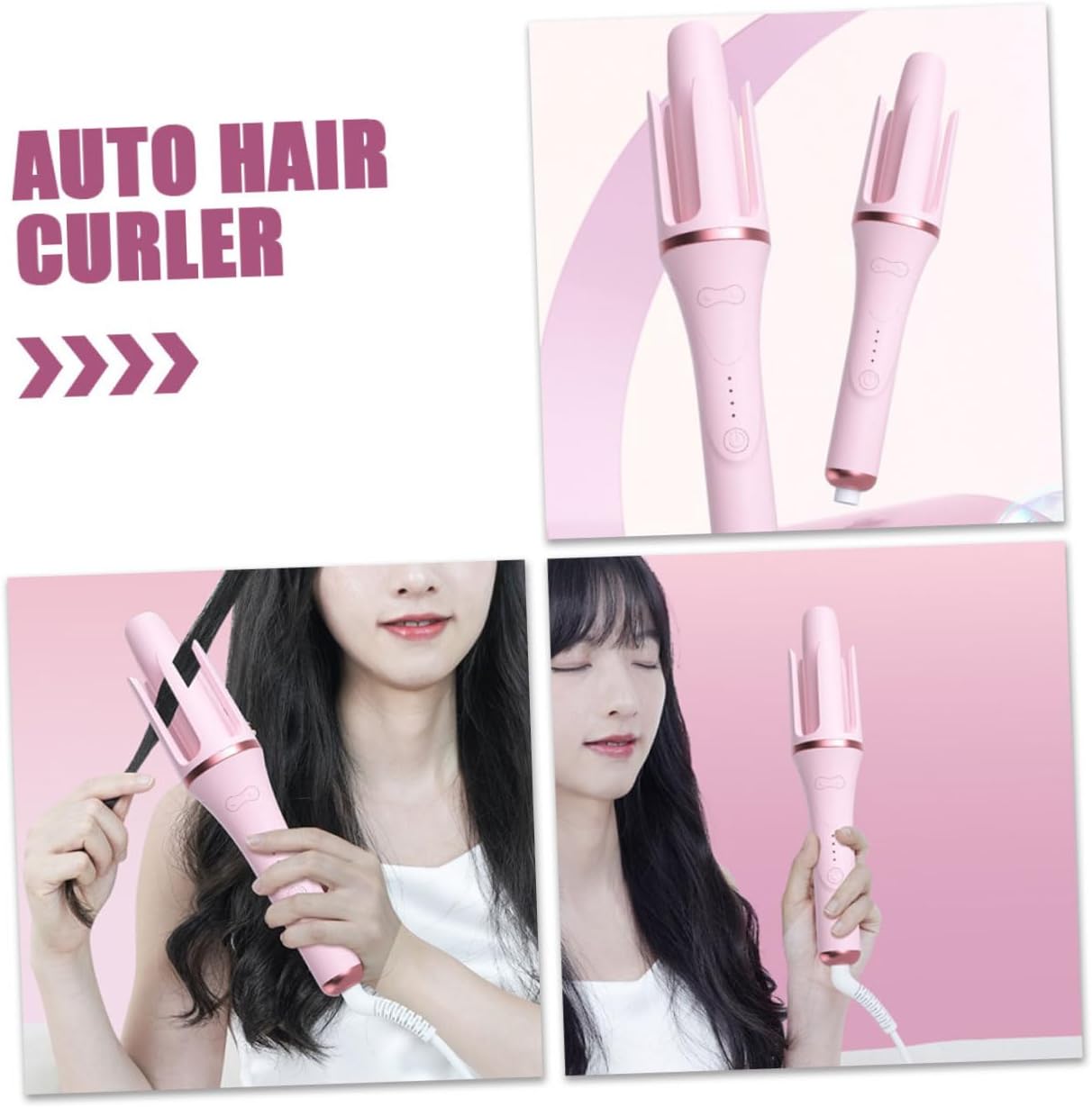 Handheld Auto Hair Curler with Temperature and Portable Electric Curling Iron for Long Hair Heat Protection and Fast Heating US Plug Effortless Styling Tool for Women