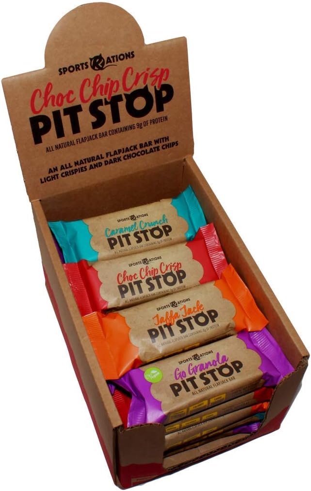 Rat Race Sports Rations Dark Chocolate Chip Granola Caramel Crunch Jaffa Flapjack Bar 8 Pack Energy Protein Cake Bars Sports Fitness Running Endurance (Mixed, 20 Pack)