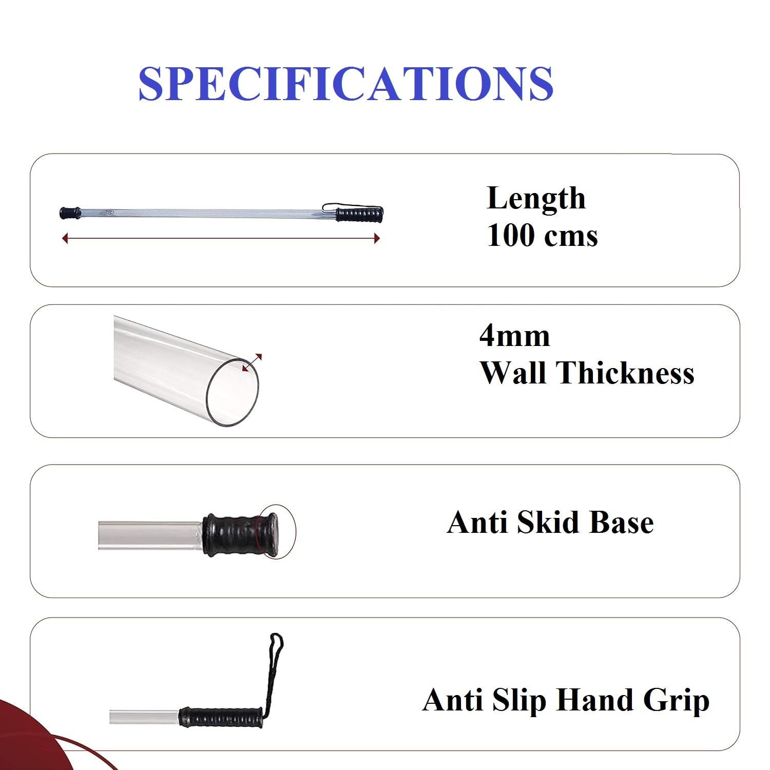 RG - Polycarbonate Security Stick High Impact Resistance, Durable, Light Weight, Scratch Proof, Anti Skid Bottom, High Impact Resistance Security Stick/Walking Cane (1) - Image 4 thumbnail
