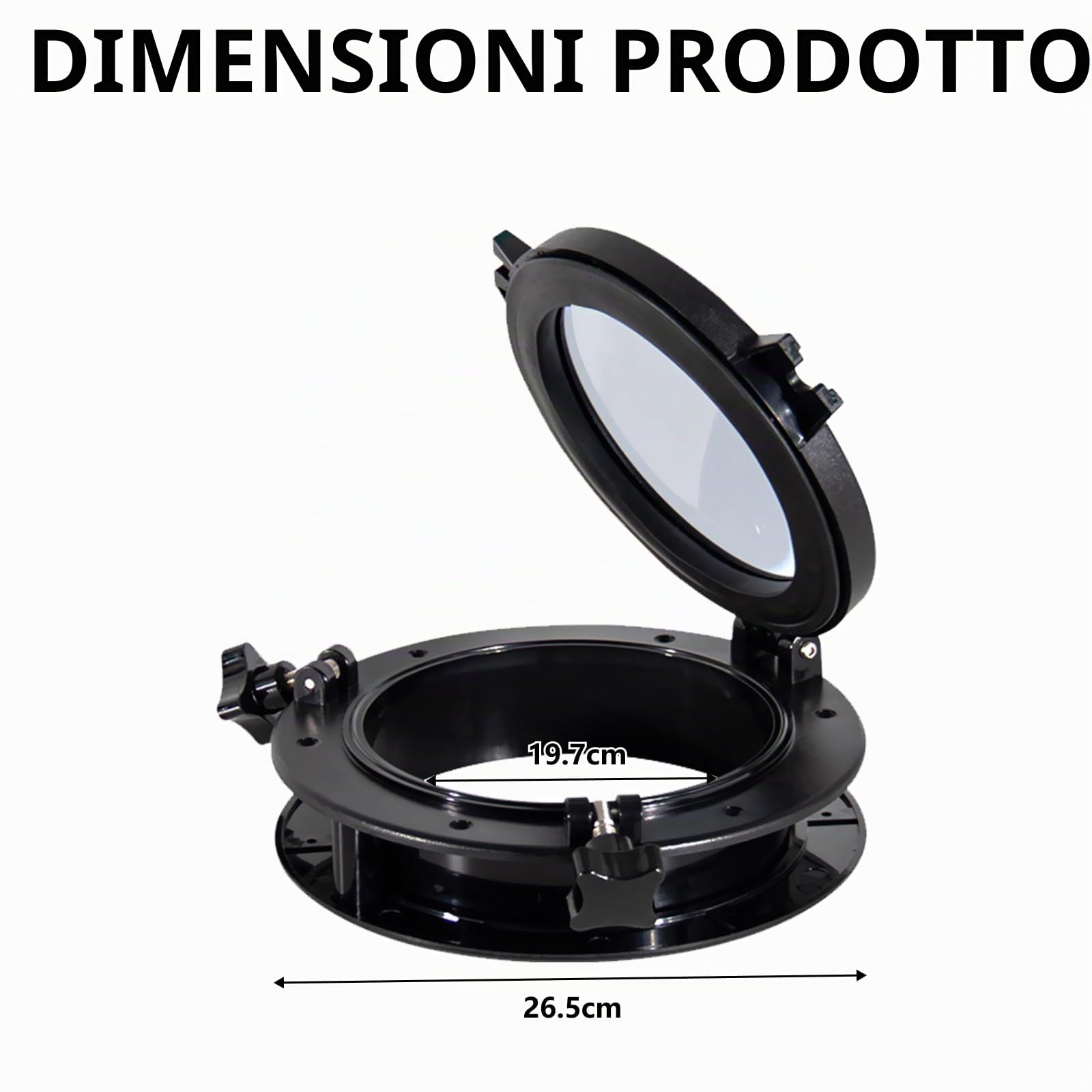 Oblò Da 26,5 Cm, Universale Oblò Rotondo Nero Finestra Per Camper OblòS Nautici Accessorio Di Ricambio Per Porte Di Barche E Yacht