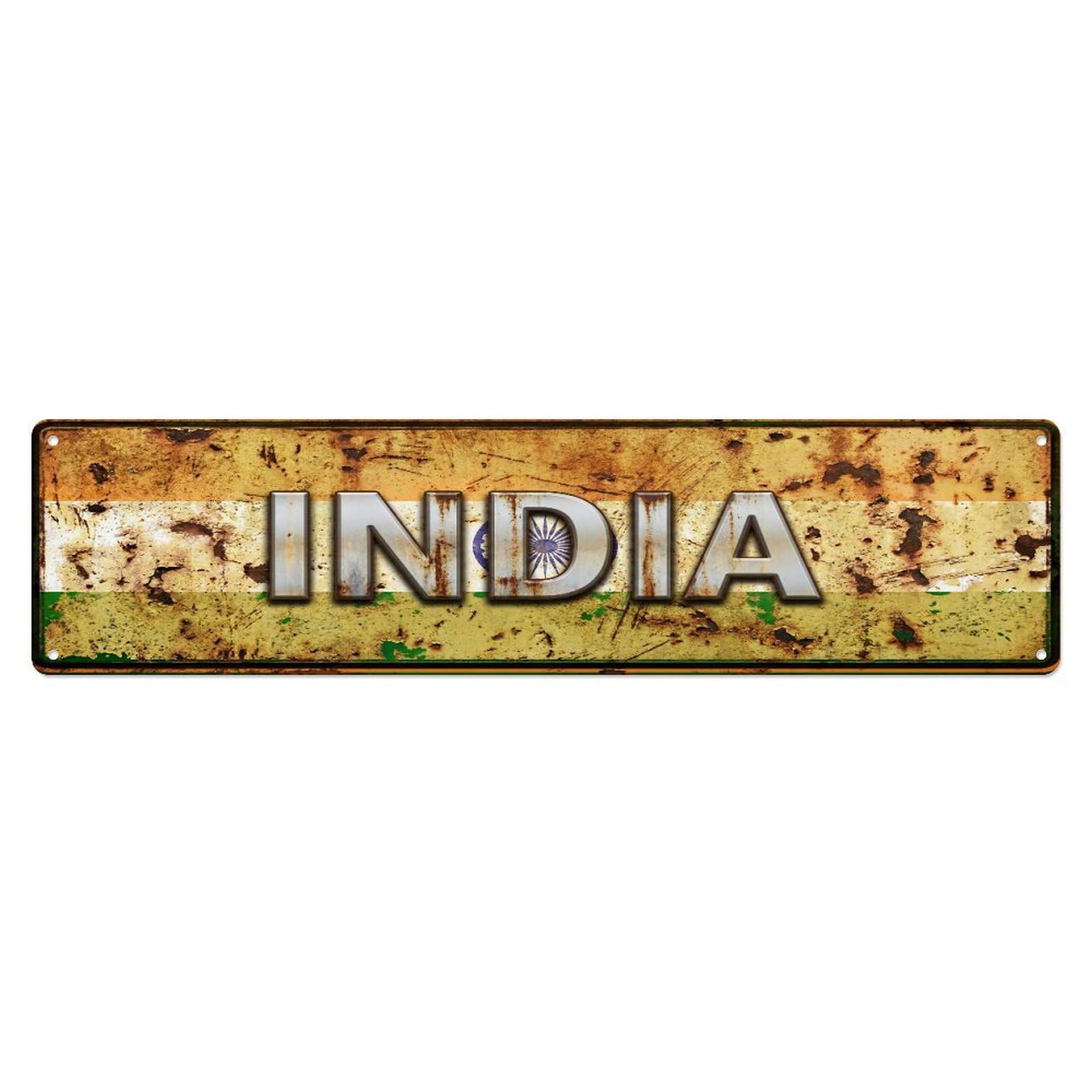 Xanthor Style Metal Tin Sign Vintage India Flag Pattern