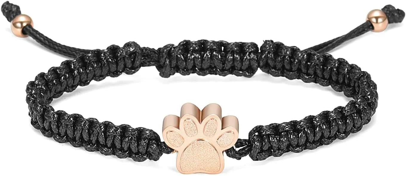 Cremation Bracelet for Pets Ashes - Dog Paw Pendant Bangle Stainless Steel Memorial Urn Jewelry-Colorful