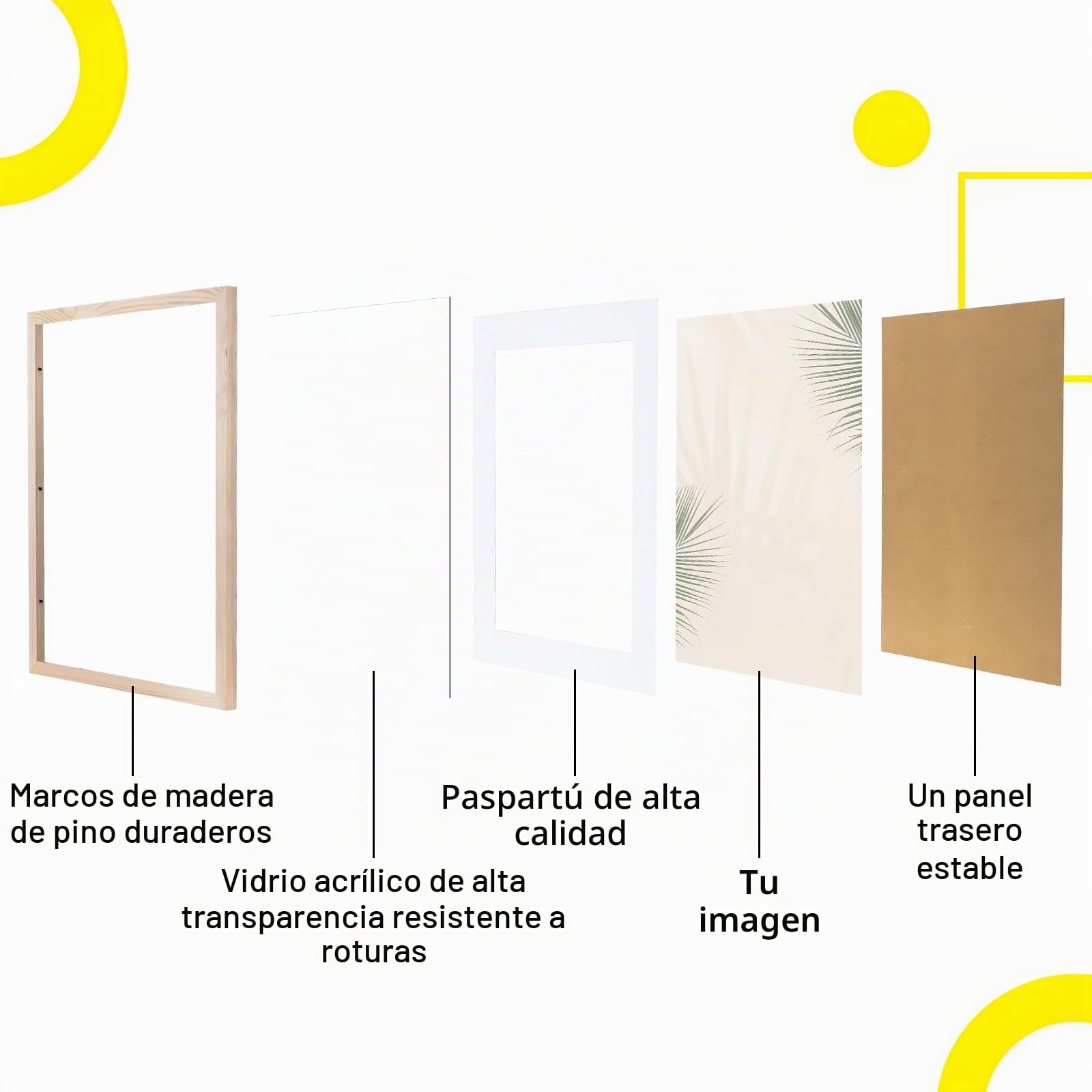 noir 40x50cm marco de foto en madera maciza con marco pino Passepartout de madera