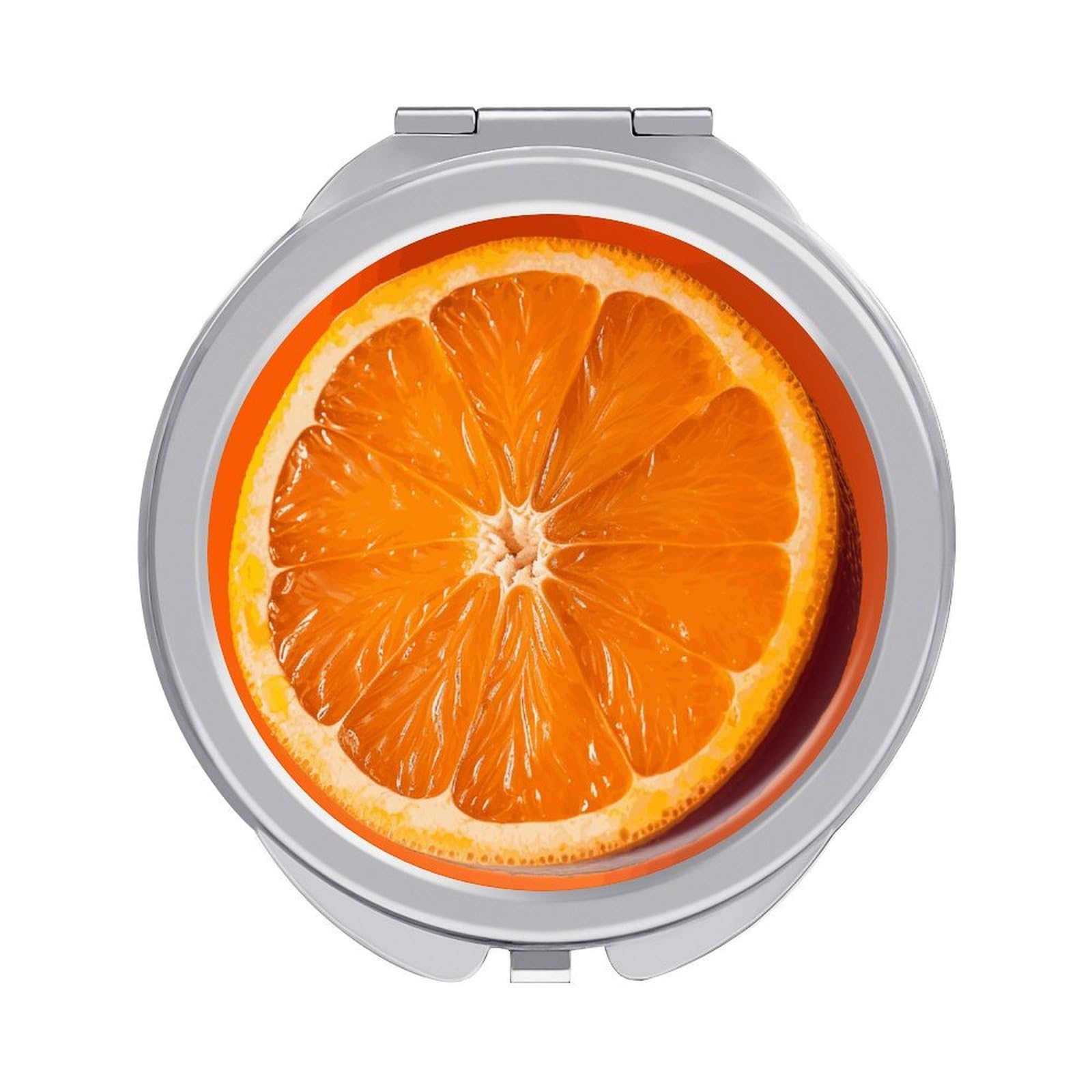 Fekiloot Style Orange Slice Travel Makeup Mirror Handheld Compact Mirror Portable Pocket Mirror Double-Sided 1X/2X Magnifying For Handbag And Purses
