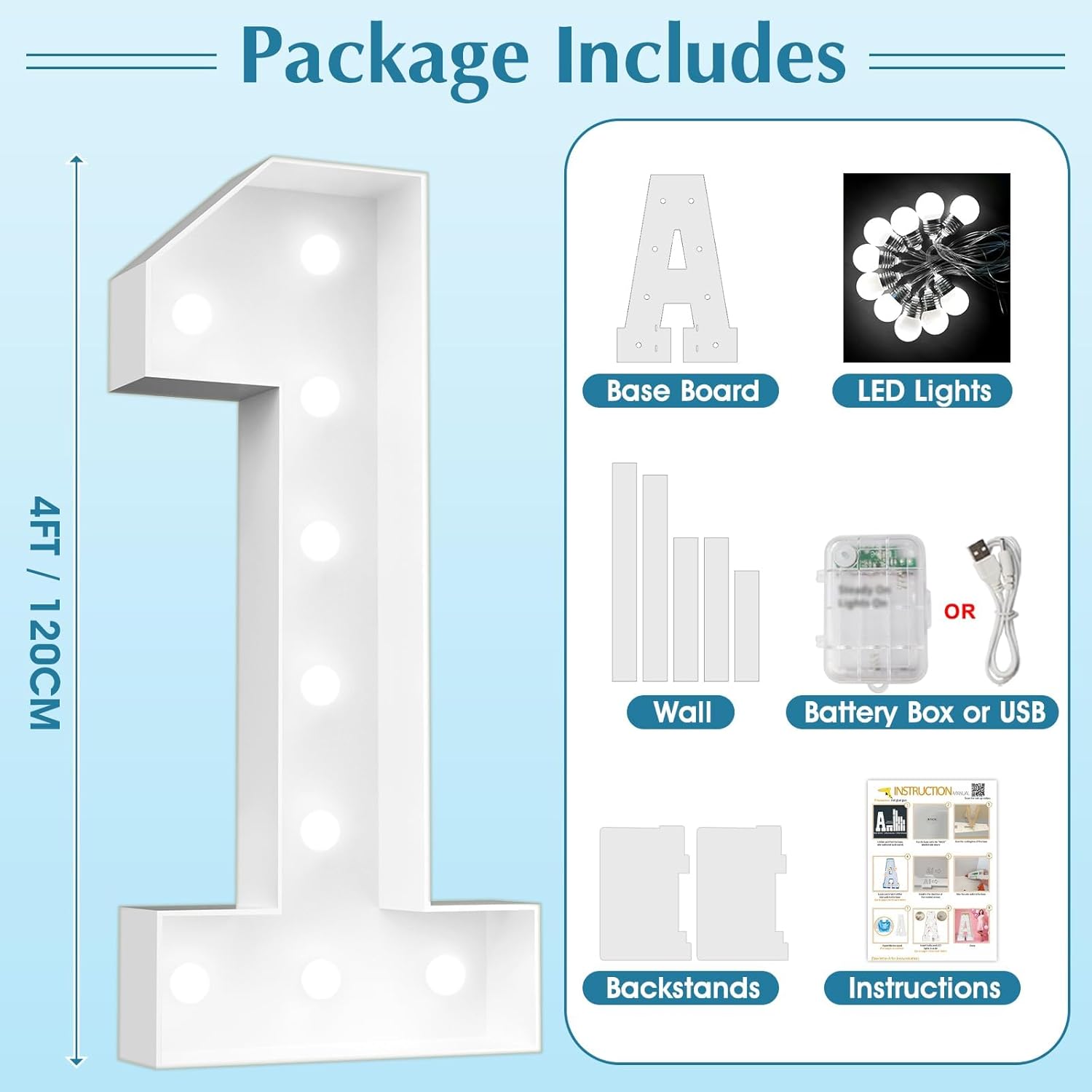 Ledido 4FT Marquee Light Up Numbers 16, Marquee Numbers 4 Feet Tall for Birthday, Anniversary,Graduation Party Decorations,Big 16th Birthday Number for Party Decor,Cool White Large Lighted Number 16