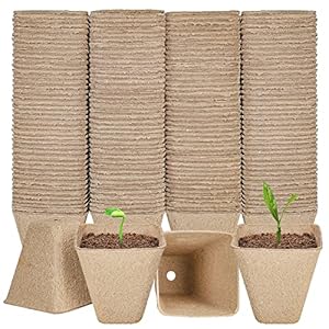 126 Packs Square Peat Pots, 3.15 Inch Seed Starting Pots with Drainage Holes Square Nursery Pot,Biodegradable Eco-Friendly Round Plant Seed Starter Peat Pots Germination Seedling Trays