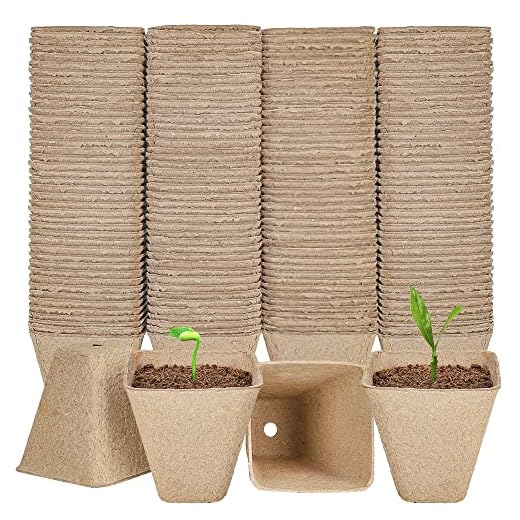 YESIACE 126 Packs Square Peat Pots, 3.15 Inch Seed Starting Pots with Drainage Holes Square Nursery Pot,Biodegradable Eco-Friendly Round Plant Seed Starter Peat Germination Seedling Trays