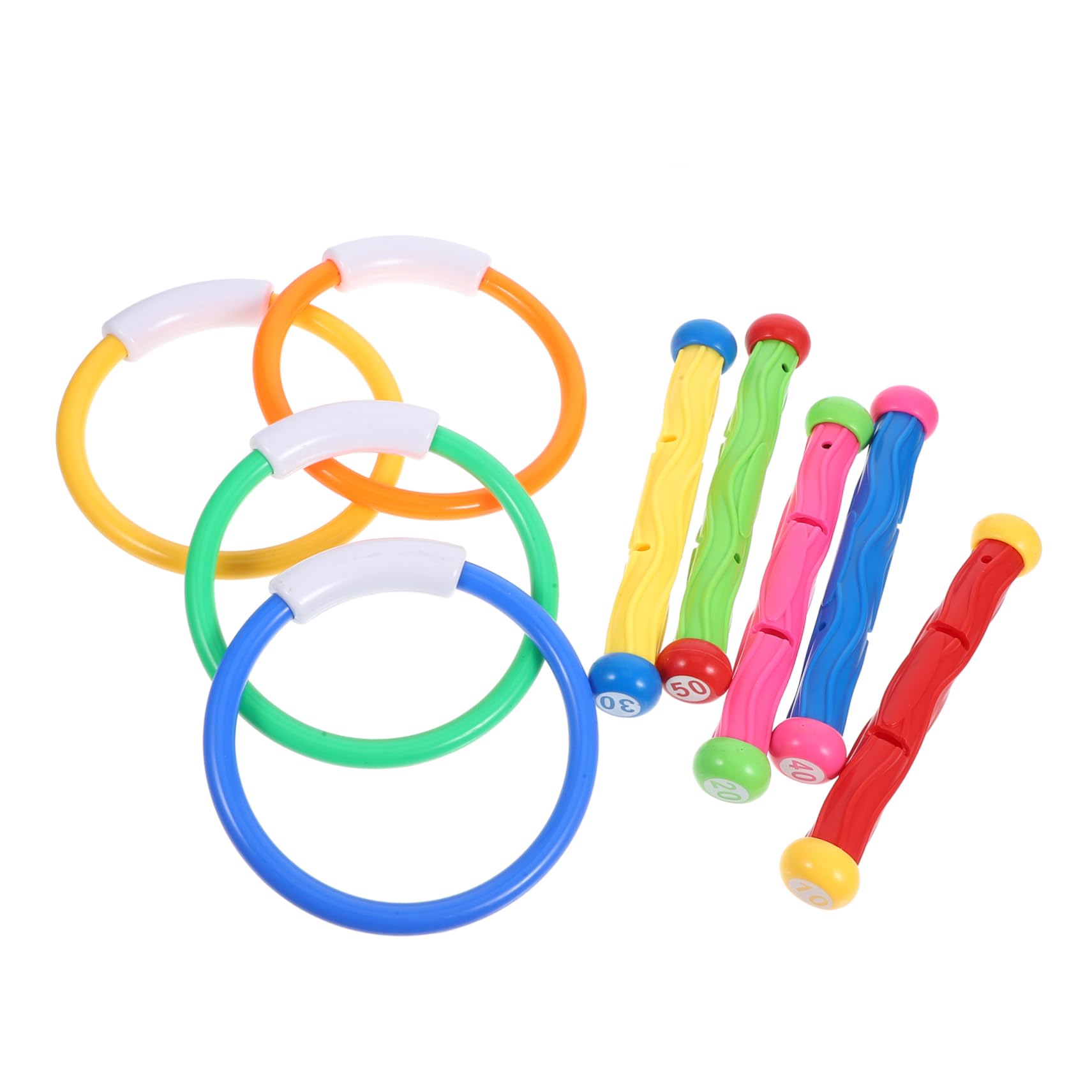 Toddmomy 9pcs Pool Diving Underwater Swimming Game Rings Sticks for Age Fun Pool Play Enhance Swimming Skills Safe Smooth Edges