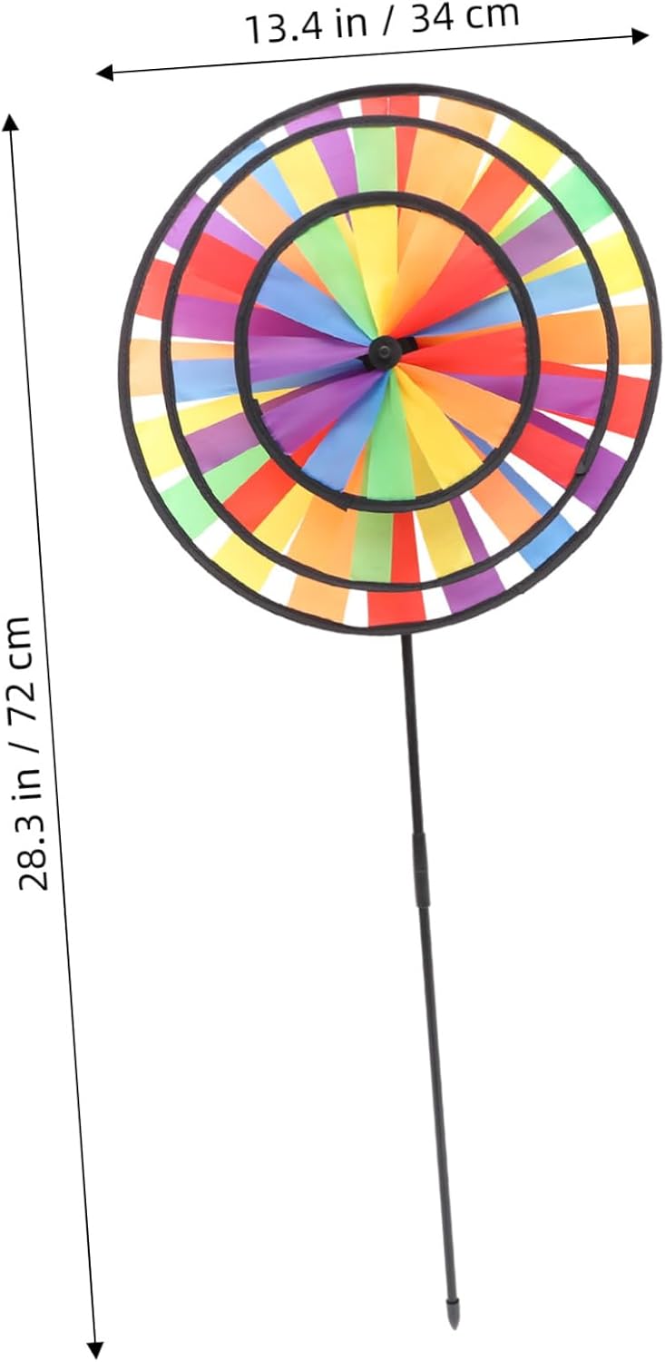 HANABASS Large Layer Rainbow Windmill Boys and Girls Outdoor Play Toy Wind Spinner Garden Pinwheels Wind Spinners