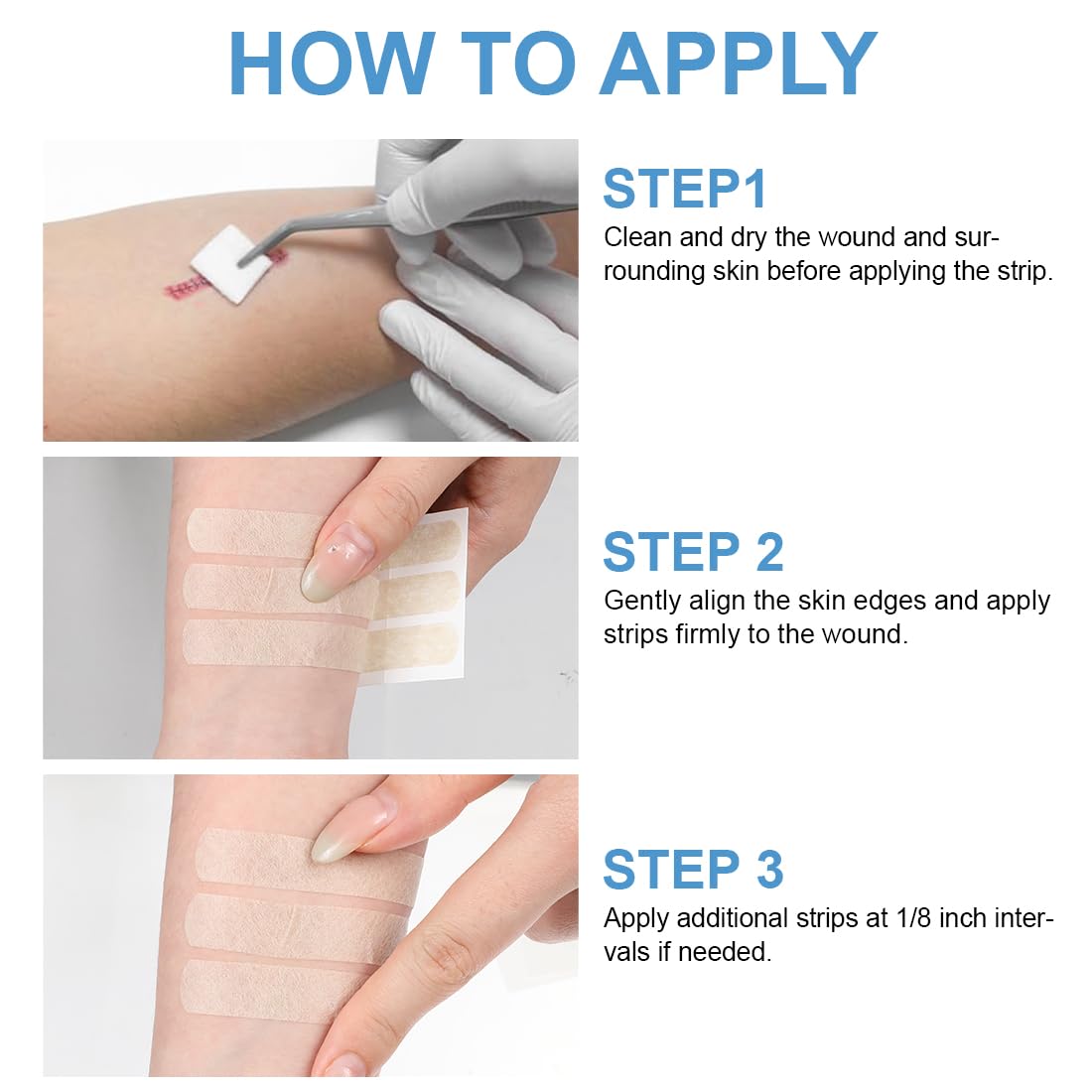 30 Strips Skin Wound Closure Strip 0.48" x 4" Breathable Steri Strips Adhesive Closures Tape for Closing Minor Cuts Wounds - 4