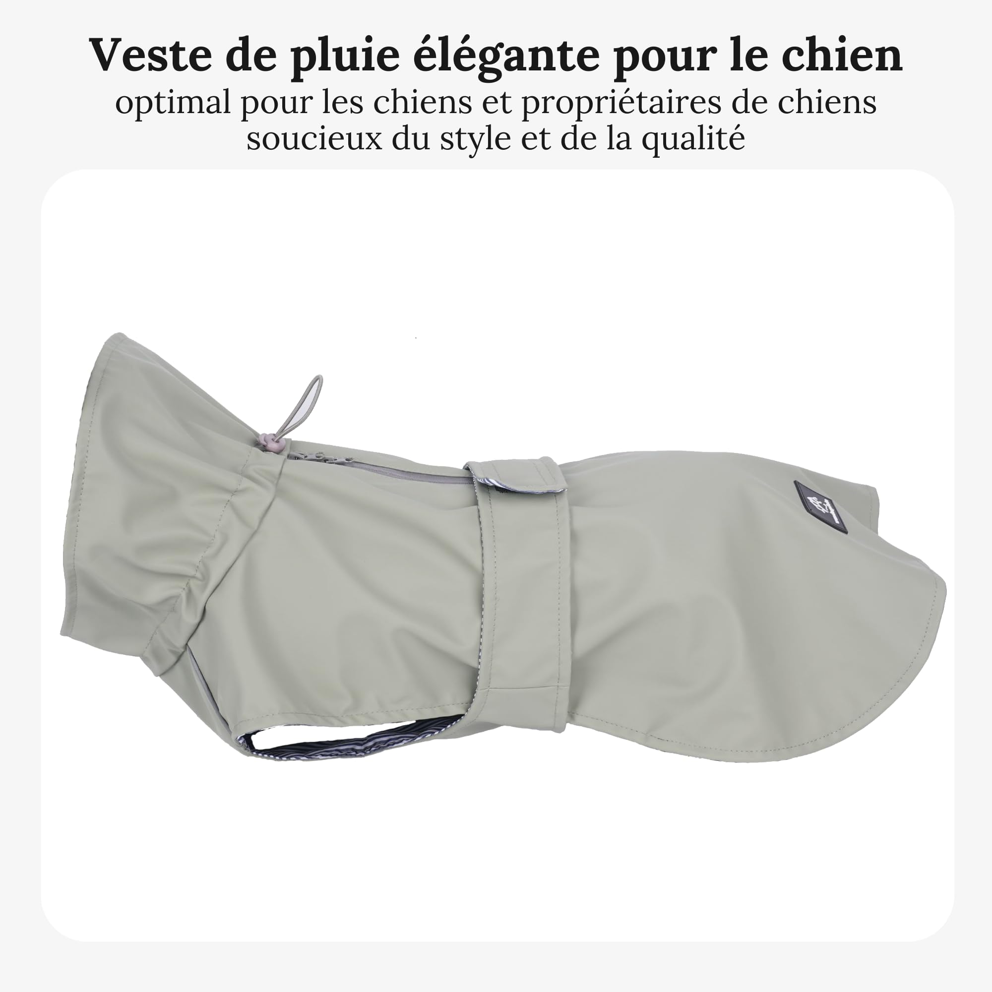 Manteau de pluie pour chien gris - Taille XL - Manteau pour chien élégant et élégant - Veste imperméable pour chien - Idéal pour les chiens de petite et moyenne taille - Veste de pluie